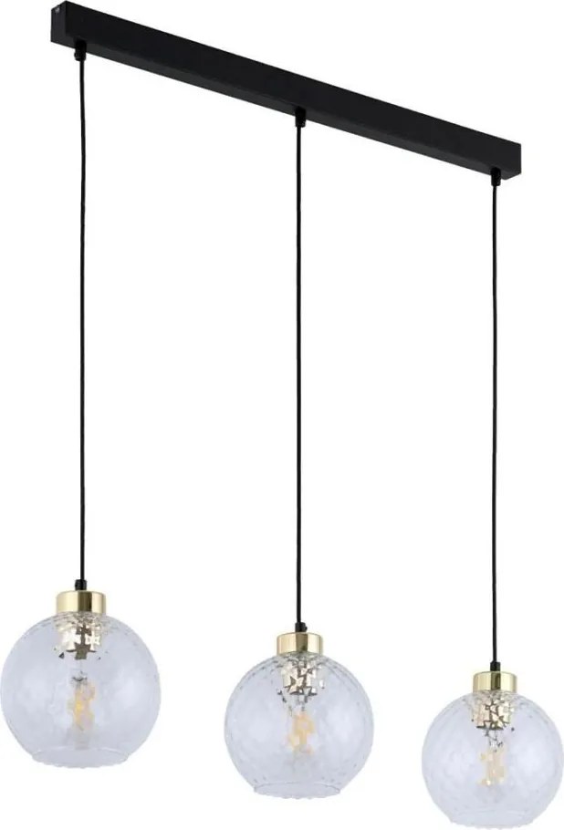 Lampadario LED a cavo DEVON 3xE27/15W/230V nero/trasparente