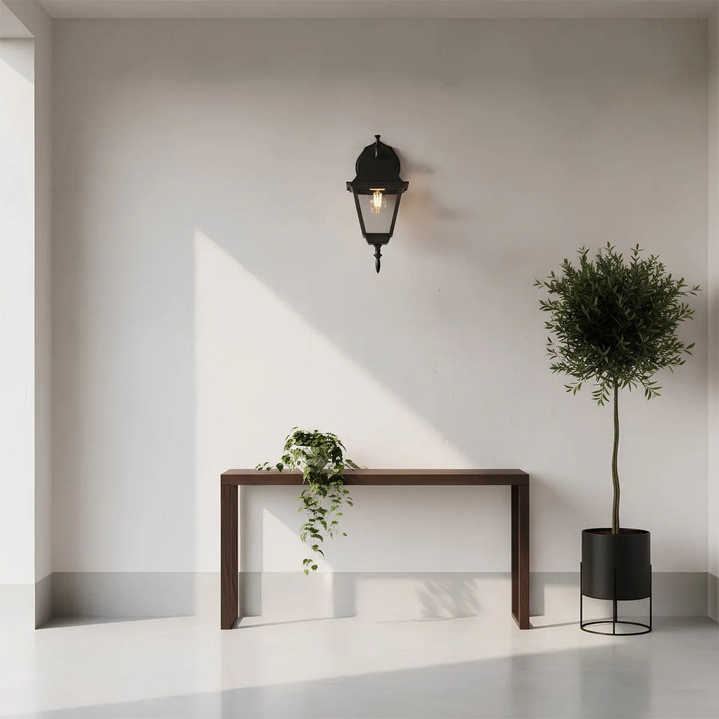 Applique Lanterna da Esterno IP54 E27 Nera - Serie ALFIERI 1B