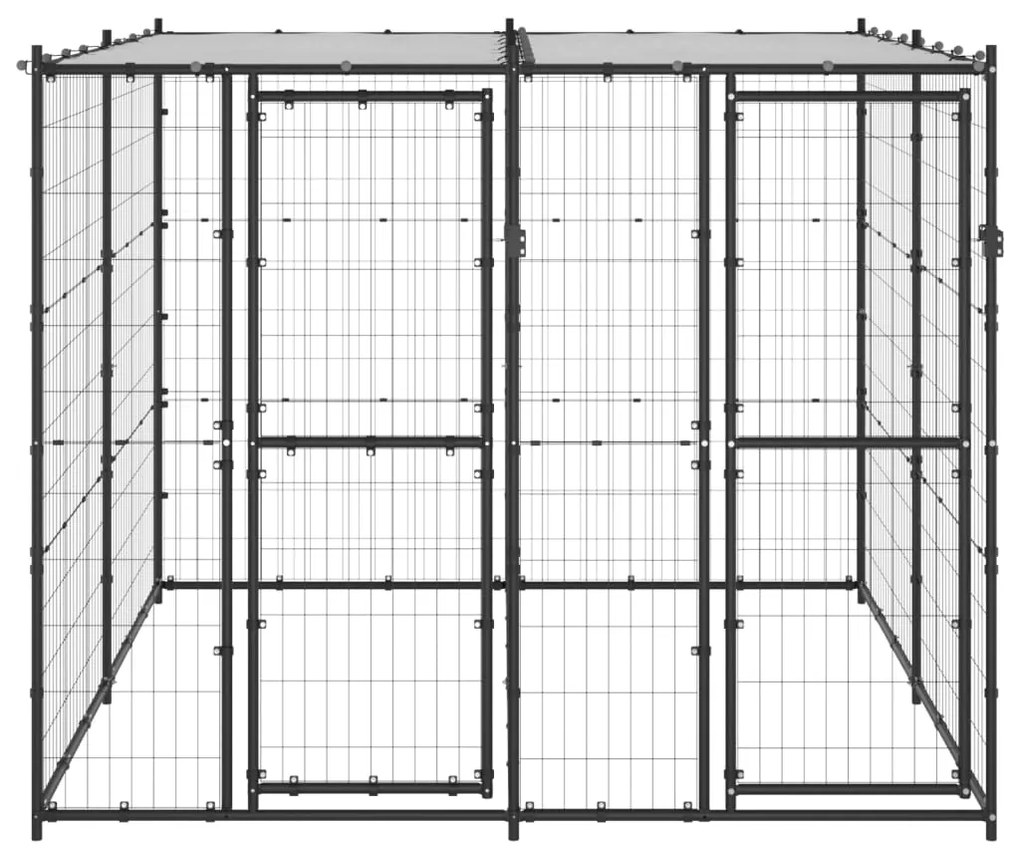 Gabbia per cani da esterno in acciaio con tetto 4,84 m²