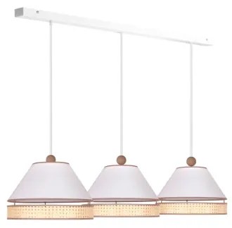 Duolla - Lampadario a sospensione con filo AVIGNON 3xE27/15W/230V bianco/rattan