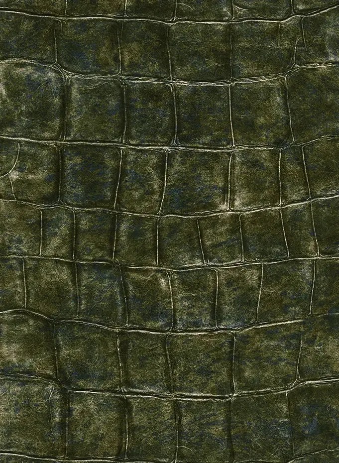 Élitis Carta da parati Bic Croco - Kupfer/ Dunkelgrün
