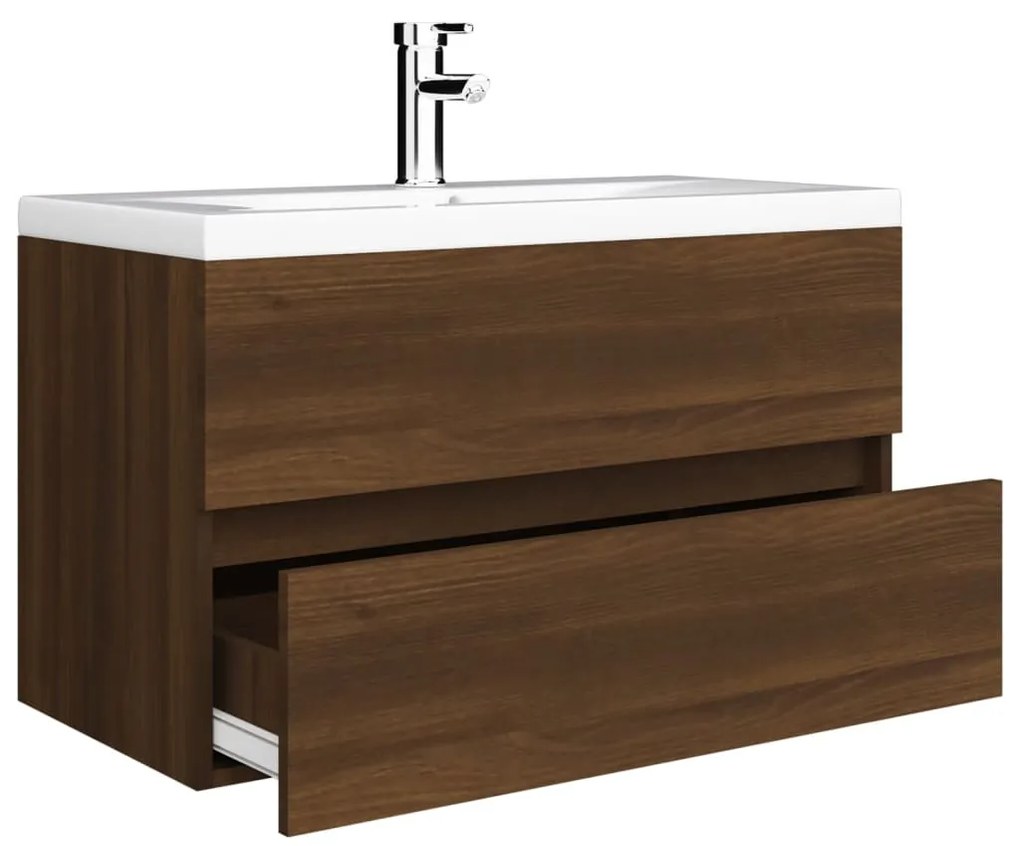 Mobile bagno lavabo integrato rovere marrone legno multistrato