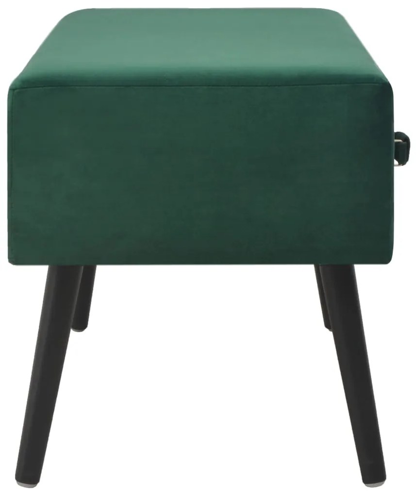 Panca con cassetti 80 cm verde in velluto