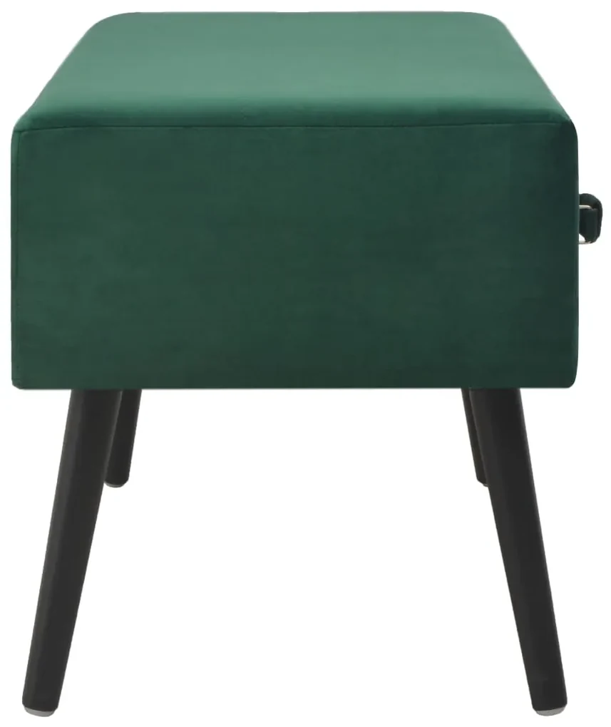Panca con cassetti 80 cm verde in velluto