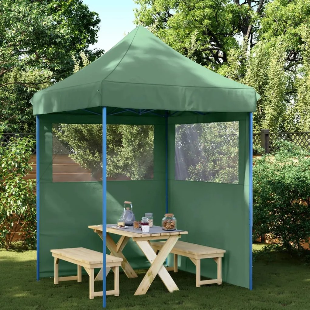Tendone Per Feste Pieghevole Pop-up Con 2 Pareti Verde /