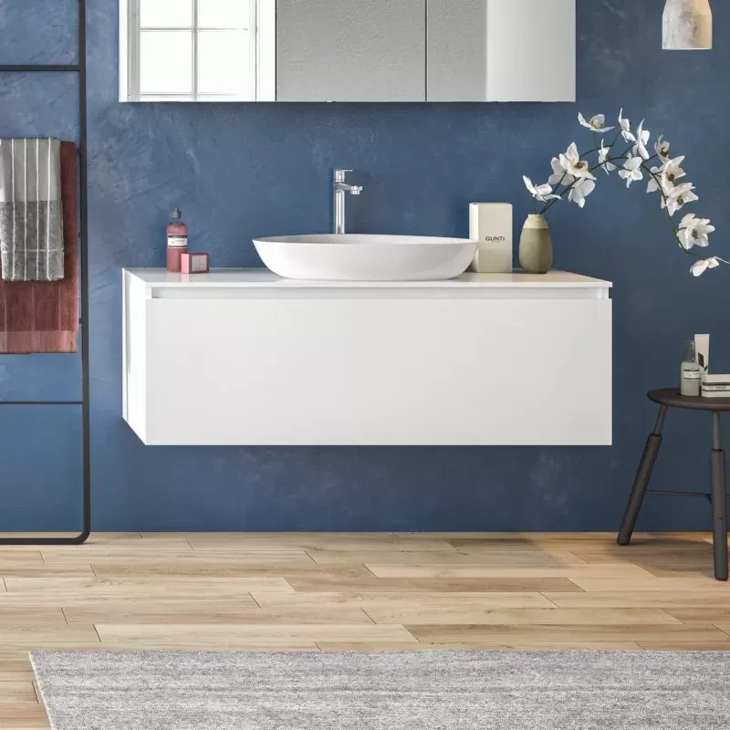 Mobile 120cm bagno installazione sospesa con cassetto ammortizzato SP-120B - KAMALU