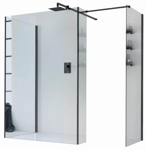 Box doccia walk-in wens L 68 x H 200 cm, vetro 6 mm nero