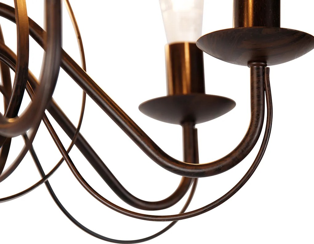 Lampadario intelligente ruggine marrone 8 luci incl. Wifi B35 - Giuseppe