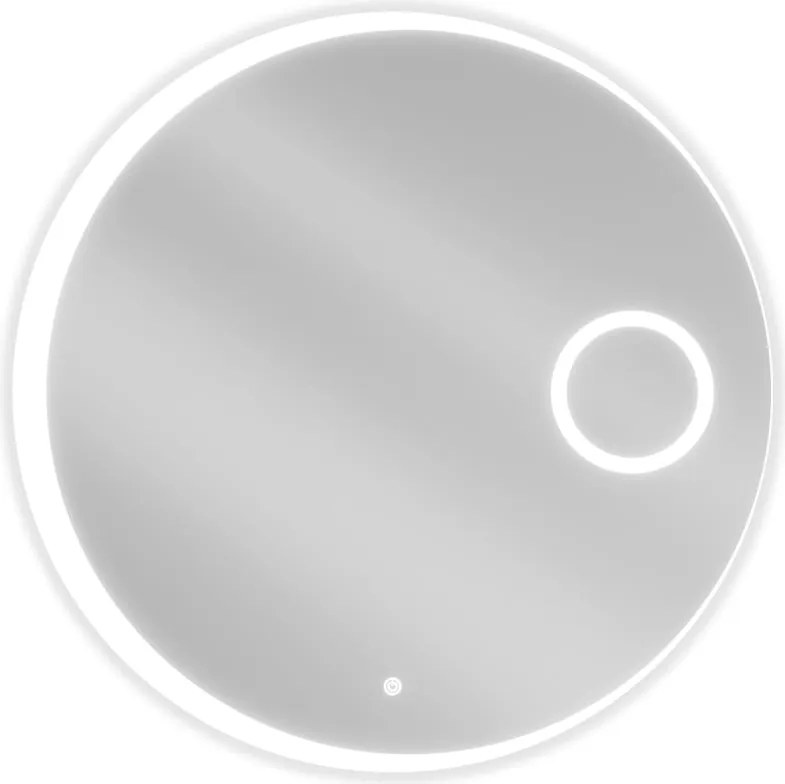 Mexen Ella specchio da bagno retroilluminato con specchietto cosmetico, rotondo 80 cm, LED 6000K, antiappannamento