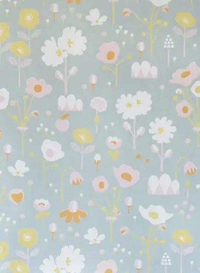 Majvillan Carta da parati Bloom - Grey/ Pink/ Yellow/ Orange/ Cream White