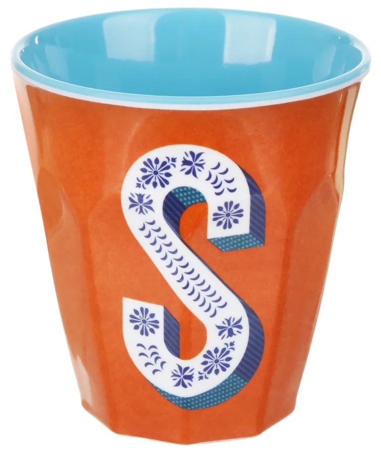 Bicchiere melammina arancione lettera S 280 ml Maiolika