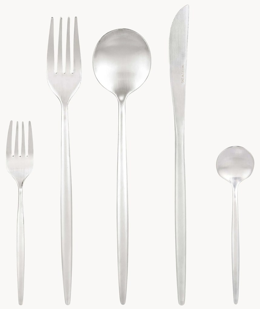 Set di posate con finitura opaca spazzolata in diverse misure di set Shimmer