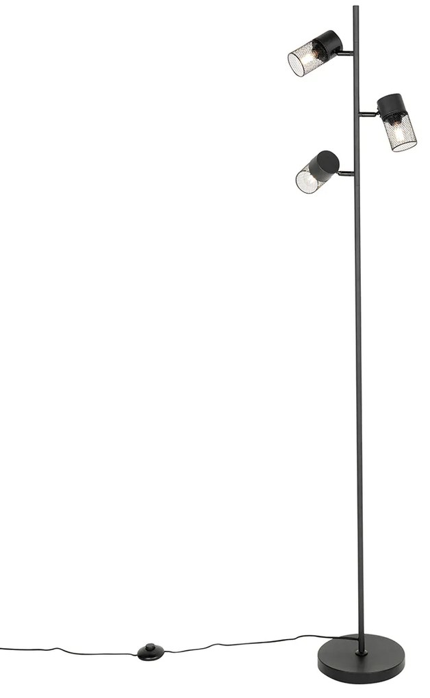 Lampada da terra industriale nera 3 luci - Jim