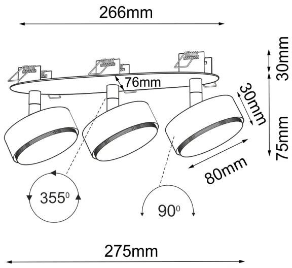 Brosline 3262 - Faretto da incasso per controsoffitto DROP 3xGX53/9W/230V nero