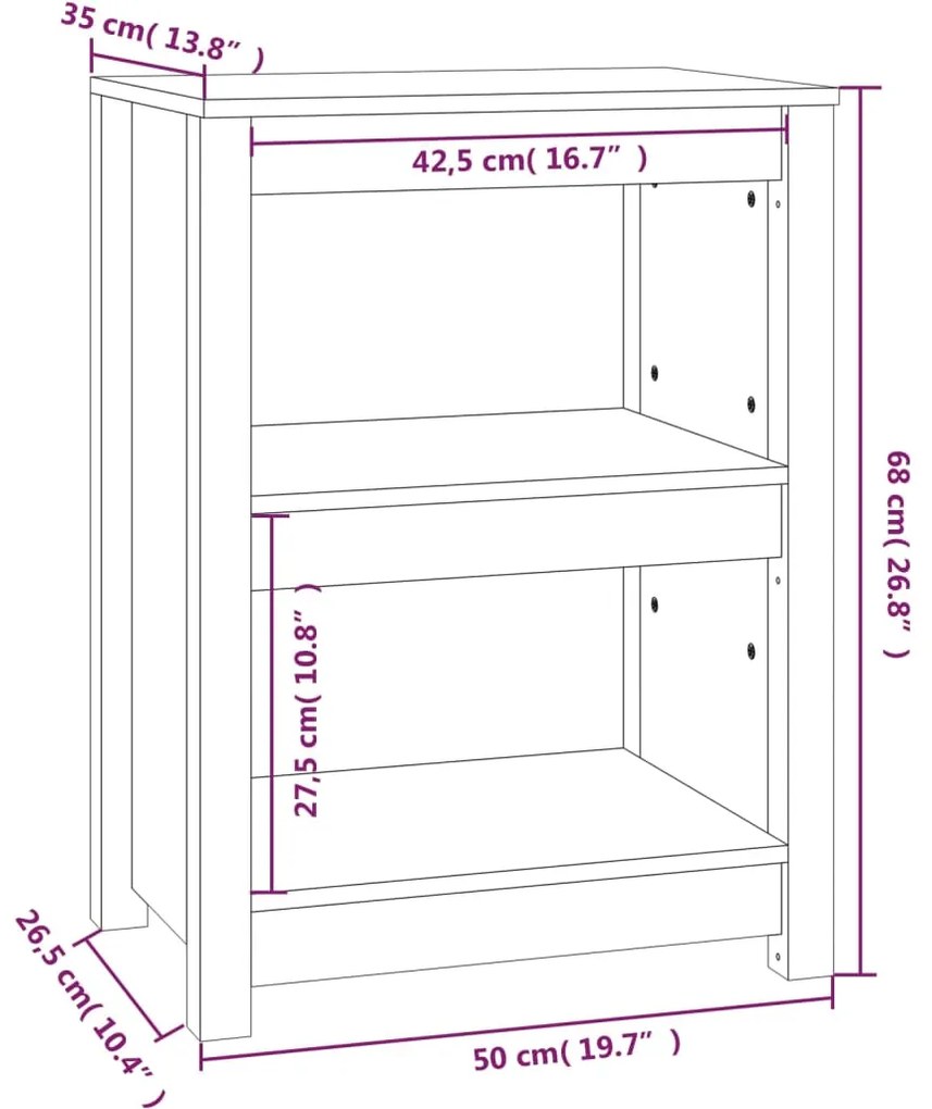 Libreria Nera 50x35x68 cm in Legno Massello di Pino