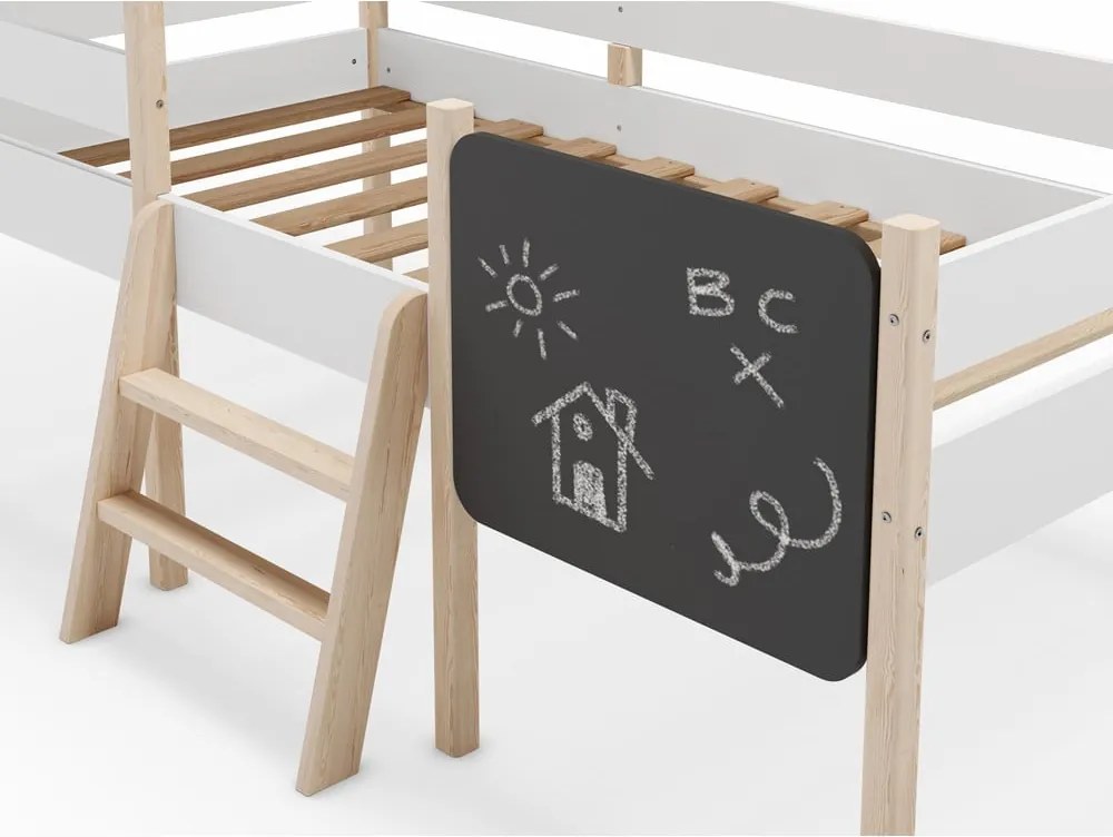 Letto per bambini rialzato in legno di pino bianco 90x190 cm Mint - Marckeric