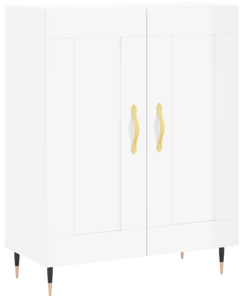 Credenza 69,5x34x90 cm in legno multistrato bianco lucido