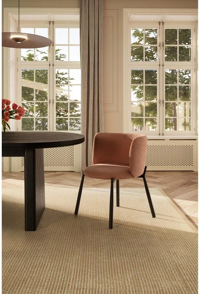 Set di sedie da pranzo color pesca in imbottito 2 pz Ginny – MOME