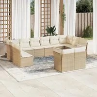 Set Divani da Giardino 12 pz con Cuscini Beige in Polyrattan 3250267