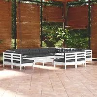 Set Divani da Giardino 13 pz con Cuscini Bianchi Legno di Pino cod mxl 44349