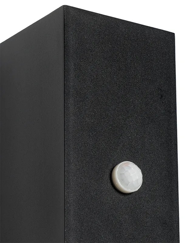 Applique da parete nera 2 luci IP44 con sensore di movimento - Baleno