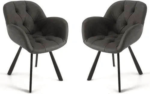 Sedia da soggiorno in ecopelle Antracite gambe metallo CELIA Set 2 pz