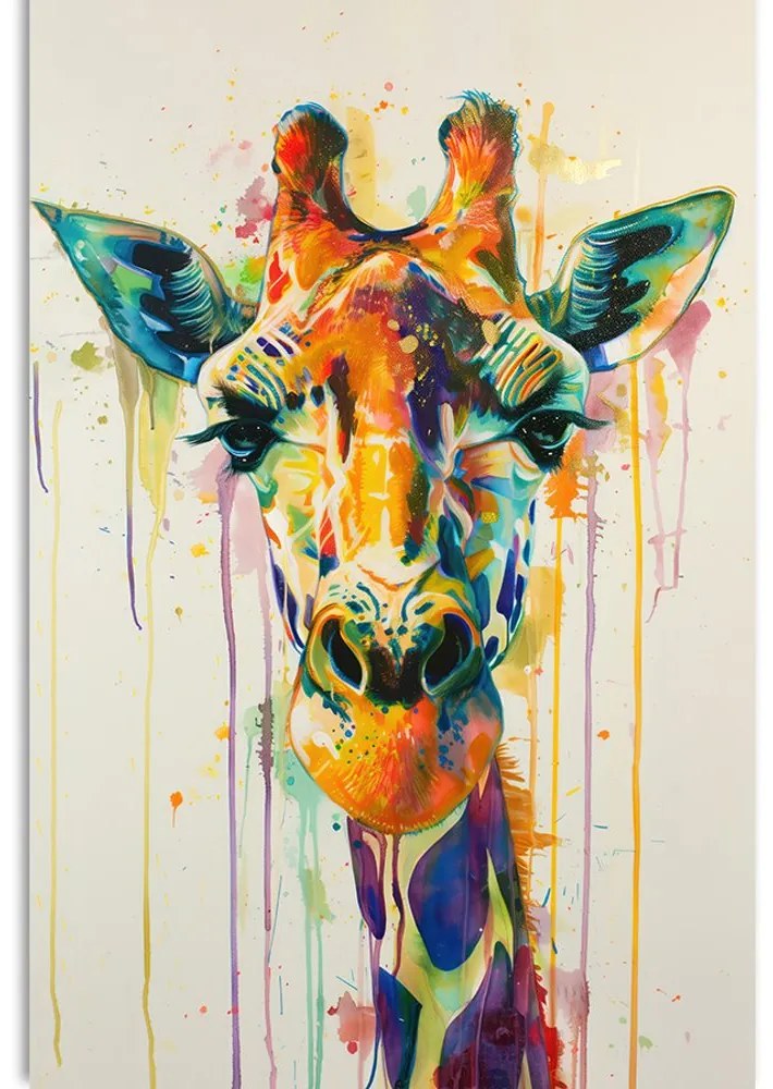 Quadro su tela – Giraffa con imitazione di pittura