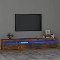 Mobile Porta TV con Luci LED Rovere Fumo 240x35x40 cm 3152727