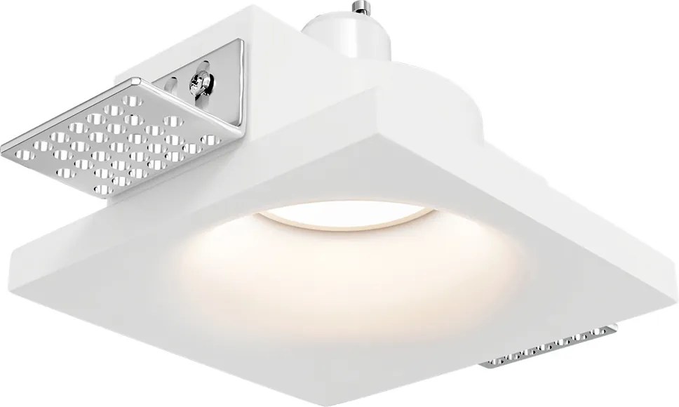 Portafaretto Quadrato 100x100 mm GU10 in Gesso Pitturabile Curvo