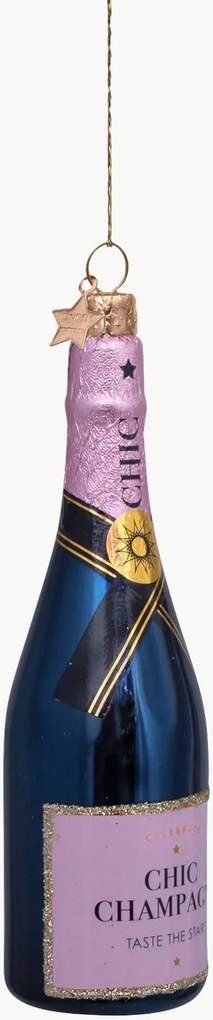 Addobbo di Natale in vetro soffiato Luxury Pink Bottle with Champagne
