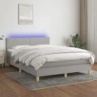 Letto a Molle Materasso e LED Grigio Chiaro 140x190 cm Tessutocod mxl 74817