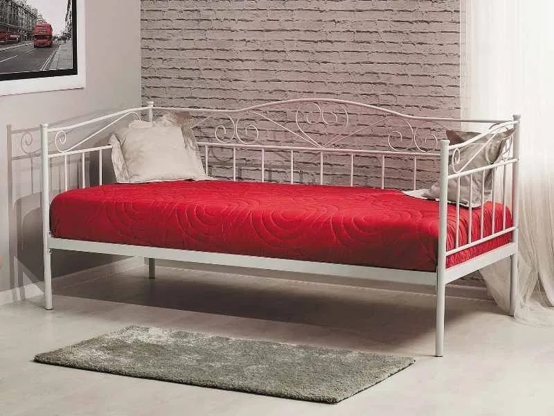 Letto Birma in metallo bianco con rete inclusa – 90x200 cm