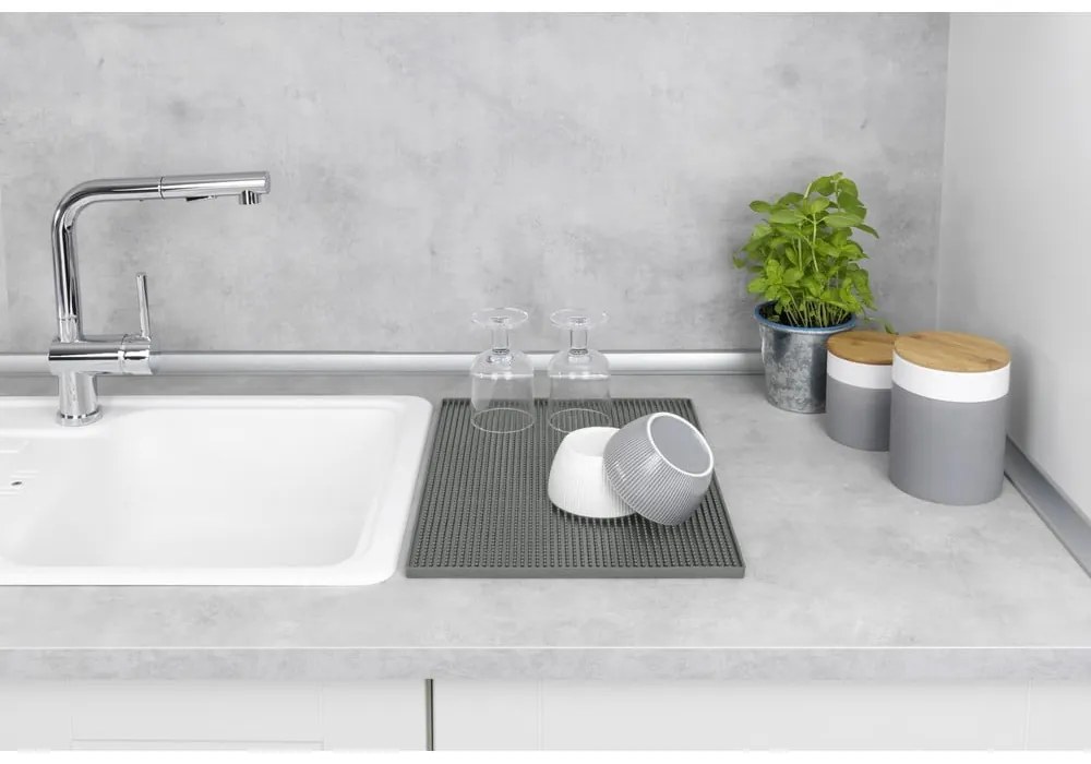 Tappetino scolapiatti grigio in gomma 40x30 cm Maxi – Wenko