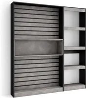 Libreria scaffale in legno a ripiani, 170x186x25cm, Soggiorno - Ufficio, Per libri, Stile moderno, Cemento