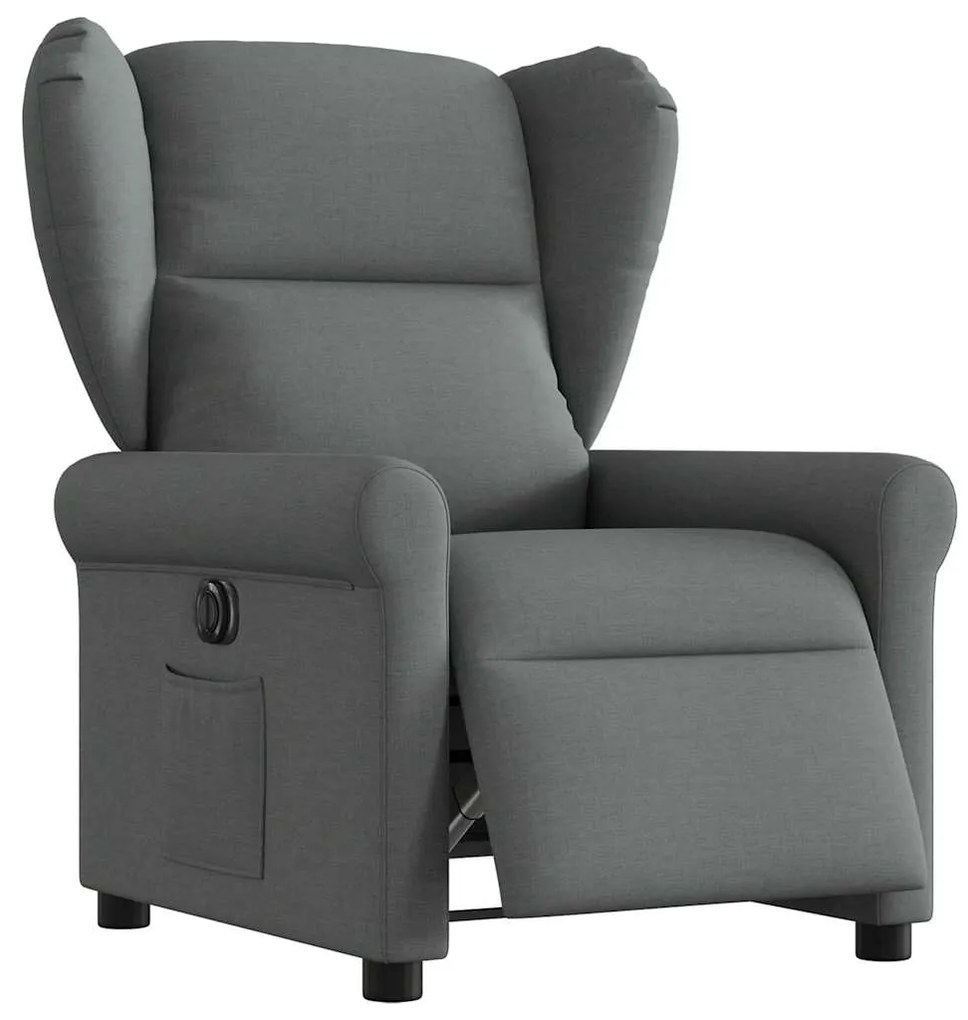 Poltrona Elettrica Reclinabile Grigio Scuro İn Tessuto /
