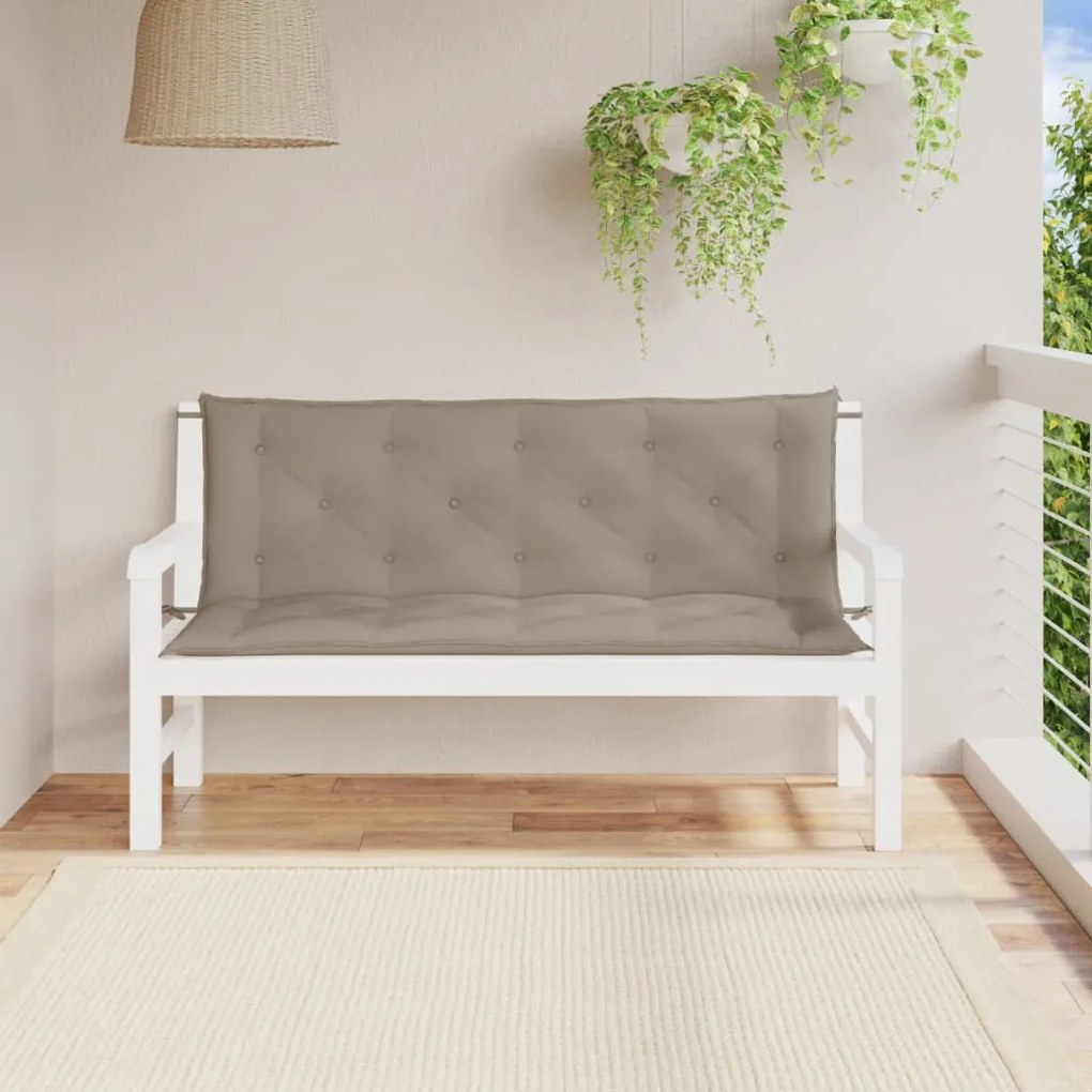 Cuscini Panca Da Giardino 2pz Tortora 150x50x7cm Tessuto Oxford /