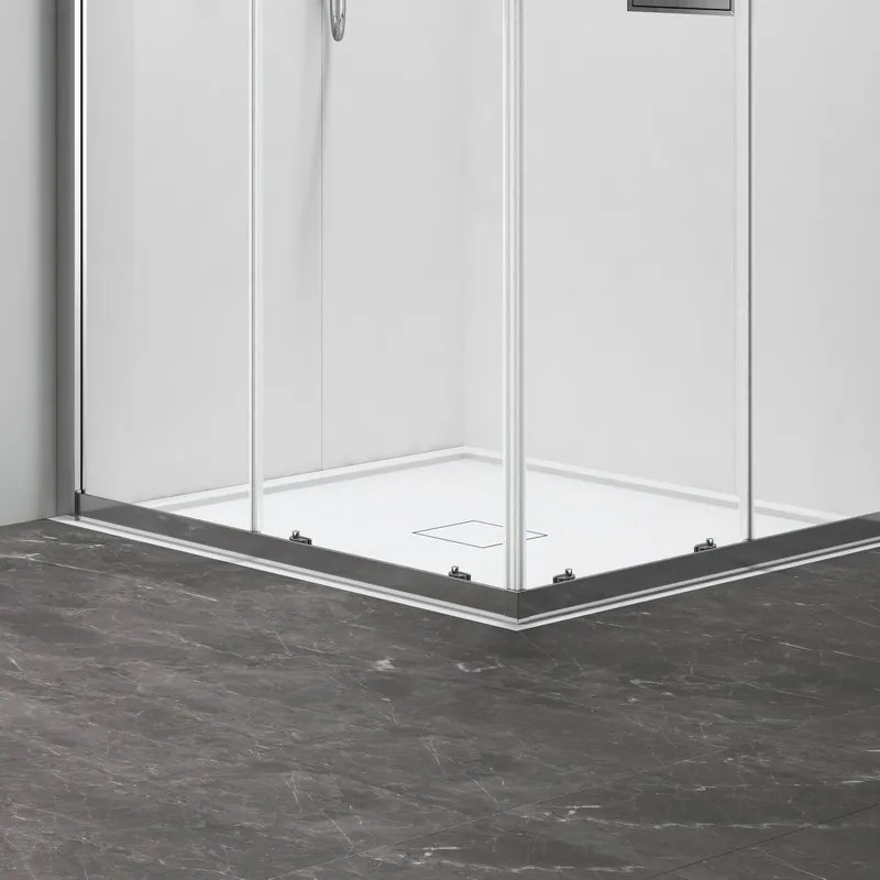 Kamalu - Box doccia 80x90 apertura doppio scorrevole finitura cromo | KZ-1000