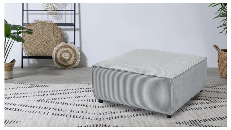 Pouf in velluto a coste grigio chiaro Nihad modular - Bobochic Paris