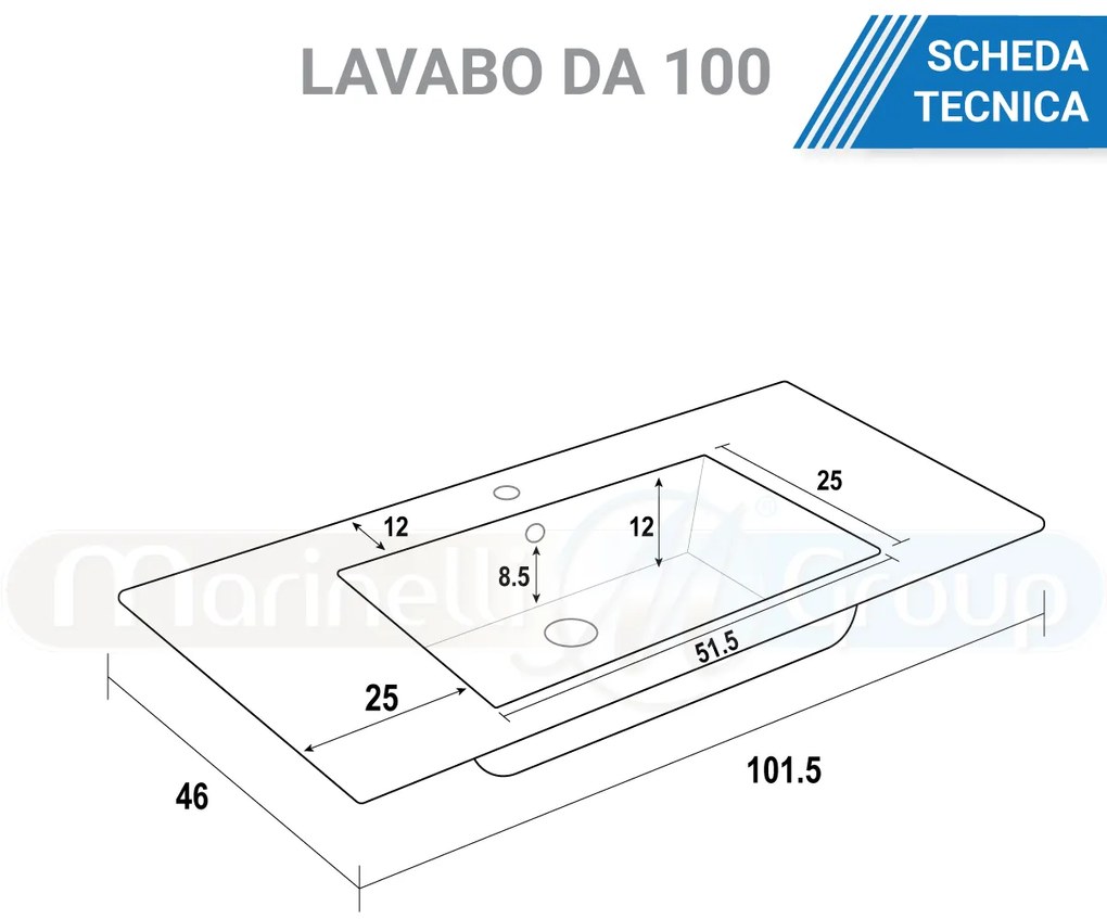 Mobile bagno BUMA100 Rovere scuro 8110 con lavabo e specchio