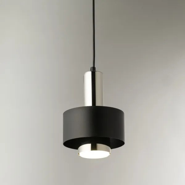 Lampadario a sospensione con filo RIF LUX 1xGX53/12W/230V diametro 15 cm nero/cromo lucido