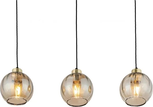 Lampadario LED a sospensione DEVI 3xE27/15W/230V nero/beige fumé