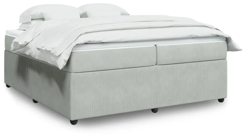 Giroletto A Molle Con Materasso Grigio Chiaro 200x200cm Velluto /