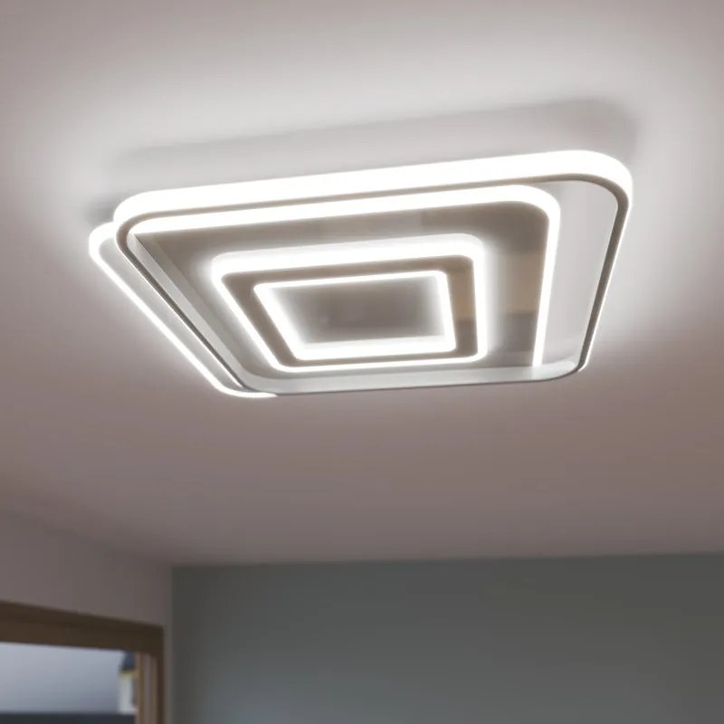 Plafoniera LED design Emingo, bianco 48x12 cm, luce con 3 temperature di colore dimmerabile, 6000 lumen INSPIRE