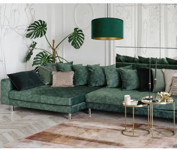 Duolla - Lampadario a sospensione con filo ROLLER 1xE27/15W/230V diametro 40 cm verde scuro/oro