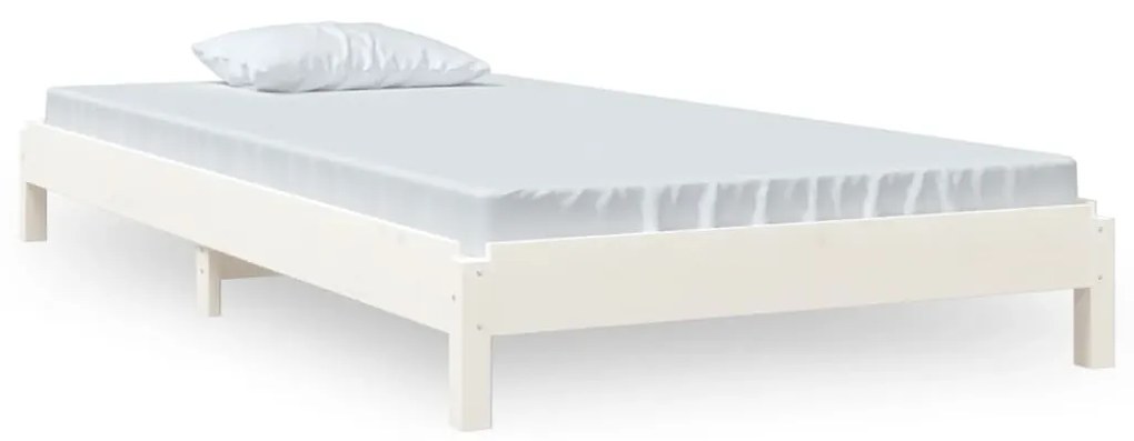 Letto impilabile bianco 90x190 cm in legno massello di pino