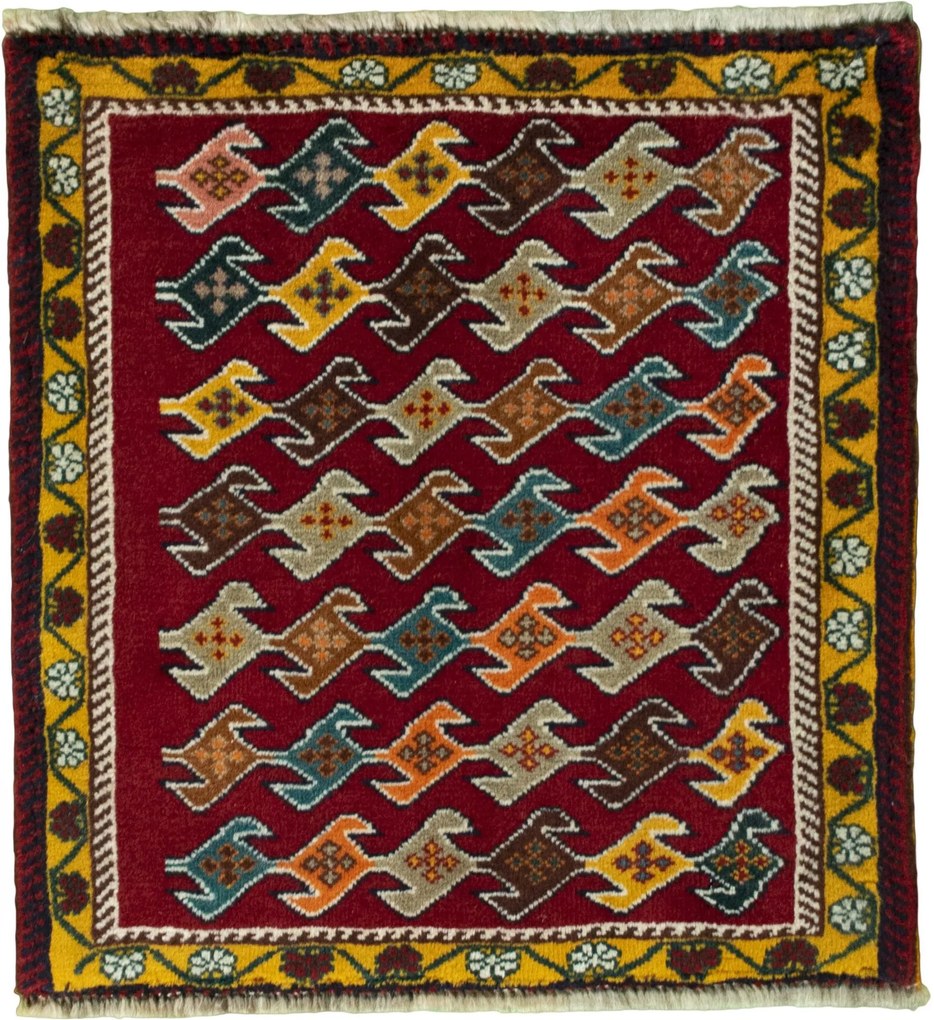 Shiraz Tappeto persiano 60 x 60 Rosso (Iran) Annodato A Mano