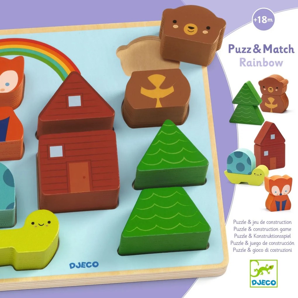 Puzzle & gioco di costruzione - Animali sotto arcobaleno