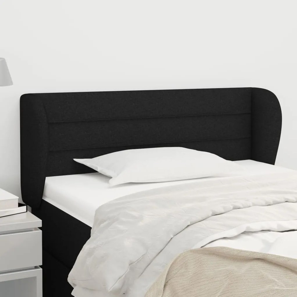 Testiera Ad Orecchio Nera 103x23x78/88 Cm İn Tessuto /