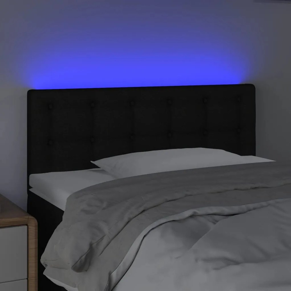 Testiera a led nera 90x5x78/88 cm in tessuto