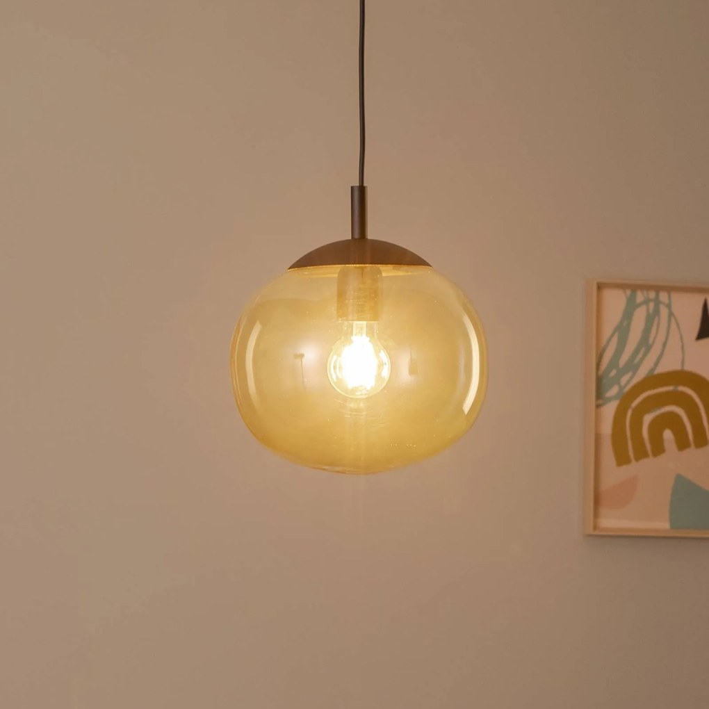 TK Lighting Lampada a sospensione Vibe, vetro marrone-trasparente, Ø 25 cm